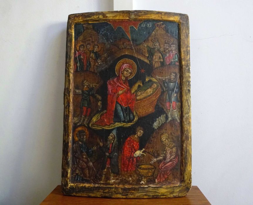 Icoana ‘Nasterea Domnului’, pe lemn, Veche si RARA