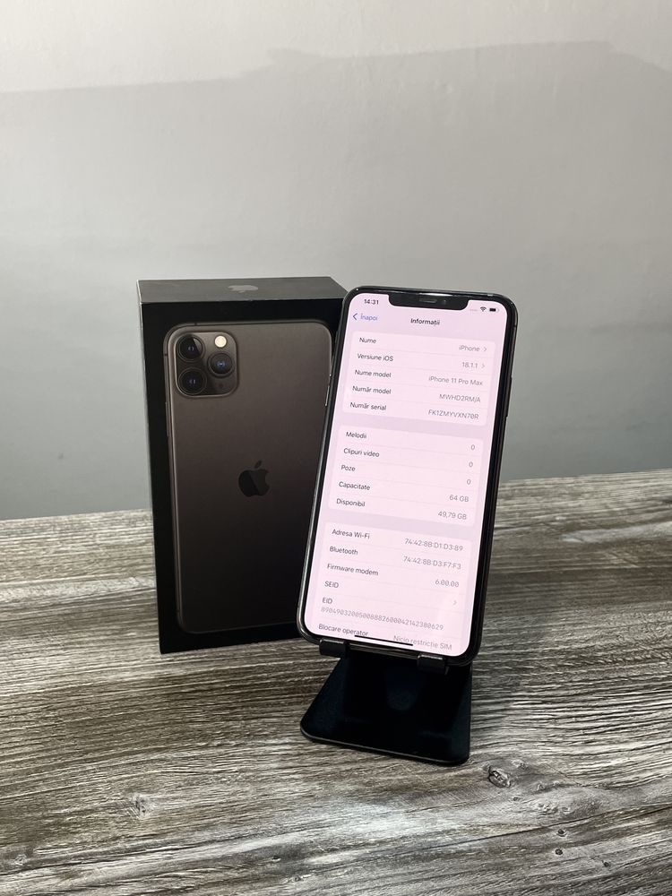 iPhone 11 Pro Max Gray, 64GB, Baterie 97%