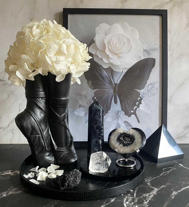 Decor Cristale - Agat Negru&Cuart Transparent - Set Cristale