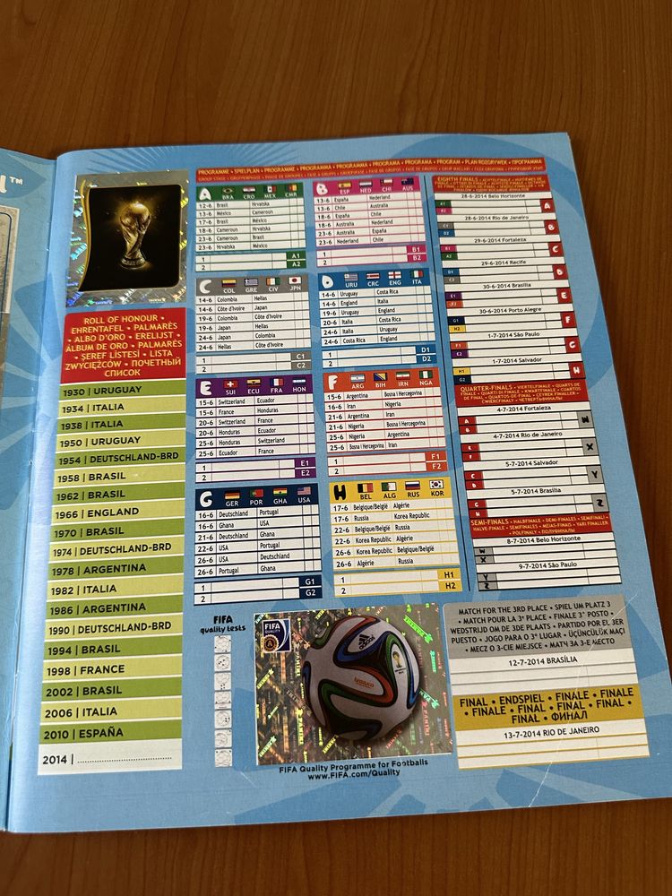 Vand album Panini World Cup 2014