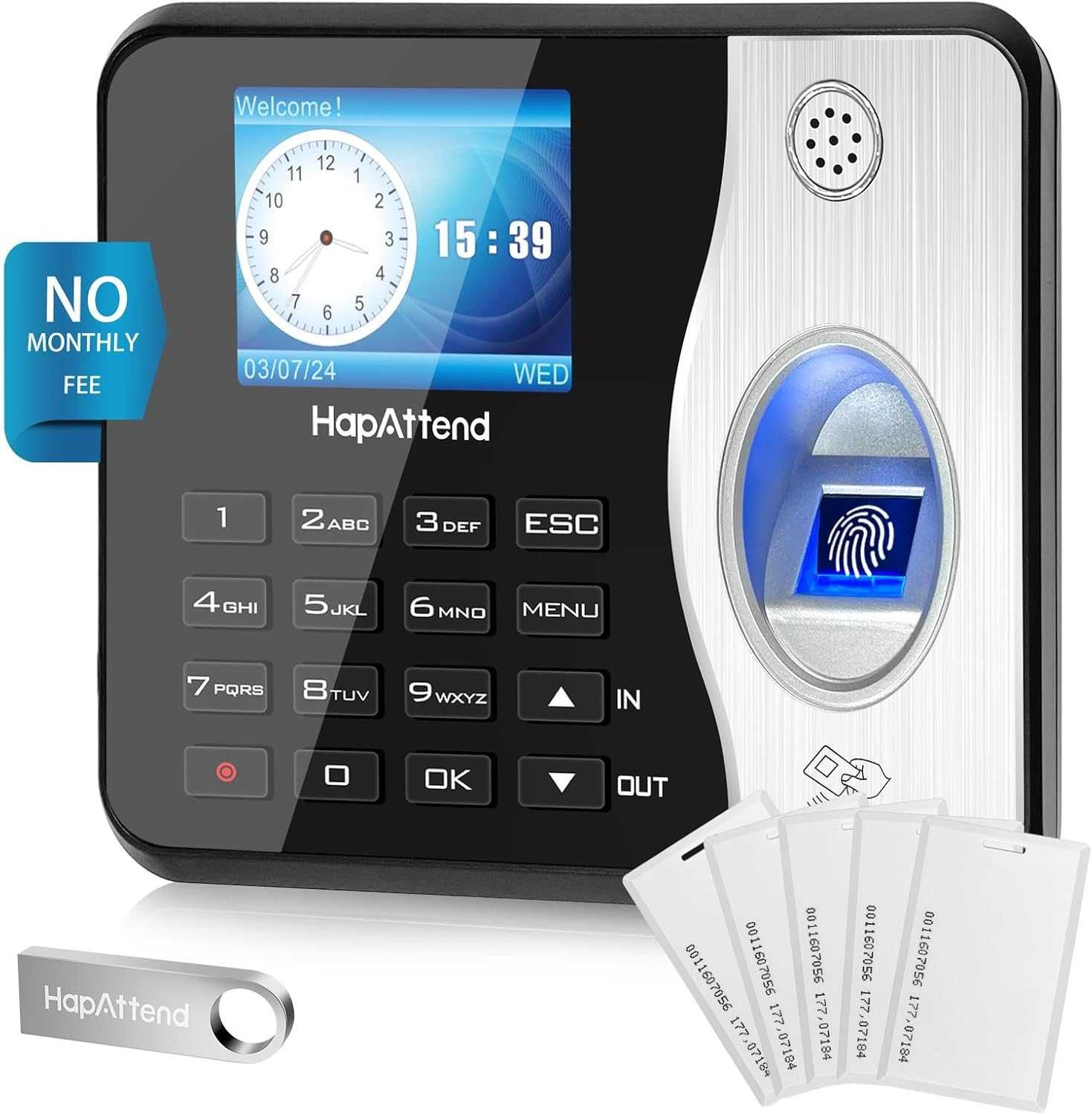 HapAttend Самостоятелна машина за присъствие, с 5 RFID карти, Н3