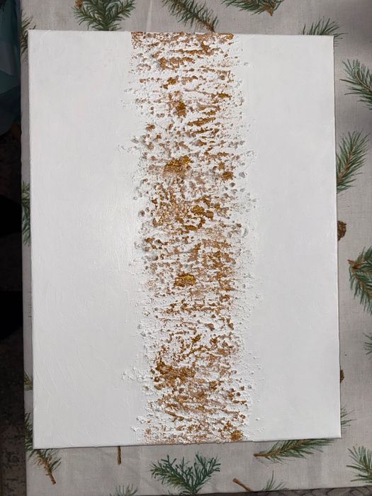 Tablou pictură albă texturată 30 cm x 40 cm, făcut manual