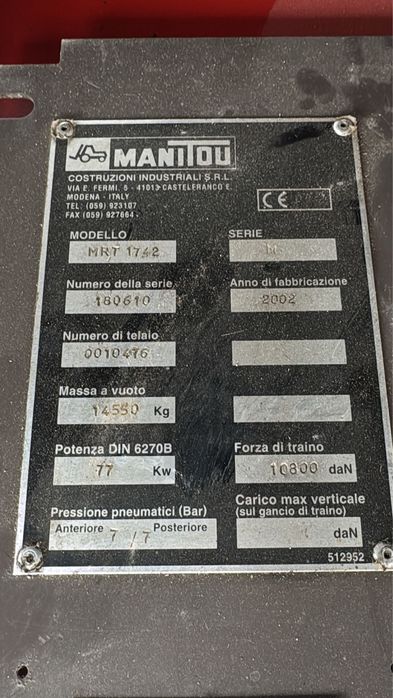 Incarcator telescopic MANITOU Rotativ 1742 Nacela cu telecomanda+Furci