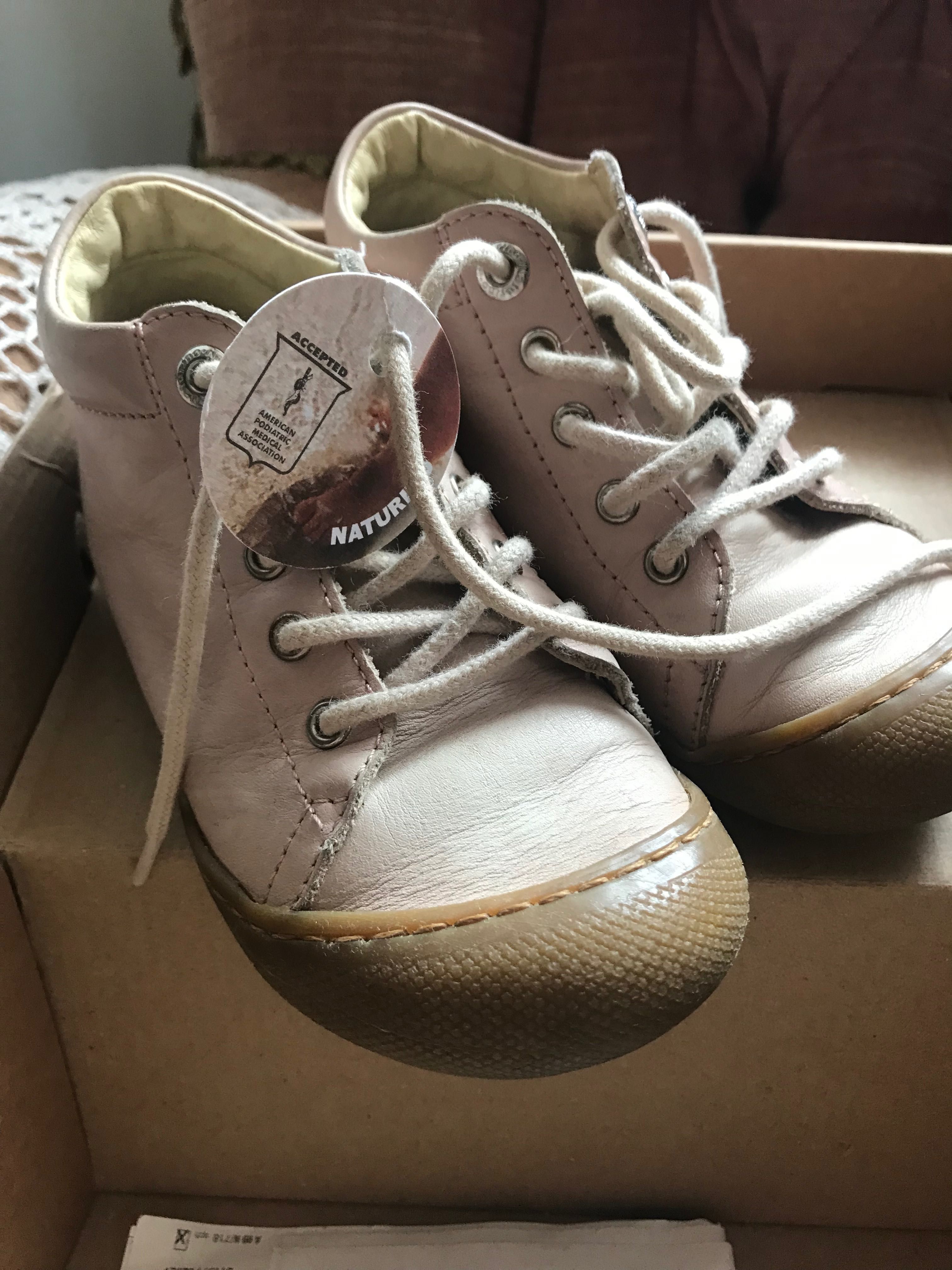 Pantofiori fetite Naturino, 26, piele si brant piele, roz prafuit