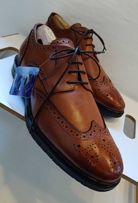 Pantofi derby 46 46.5 brogue premium Stonefly Airsoft NOI piele natura