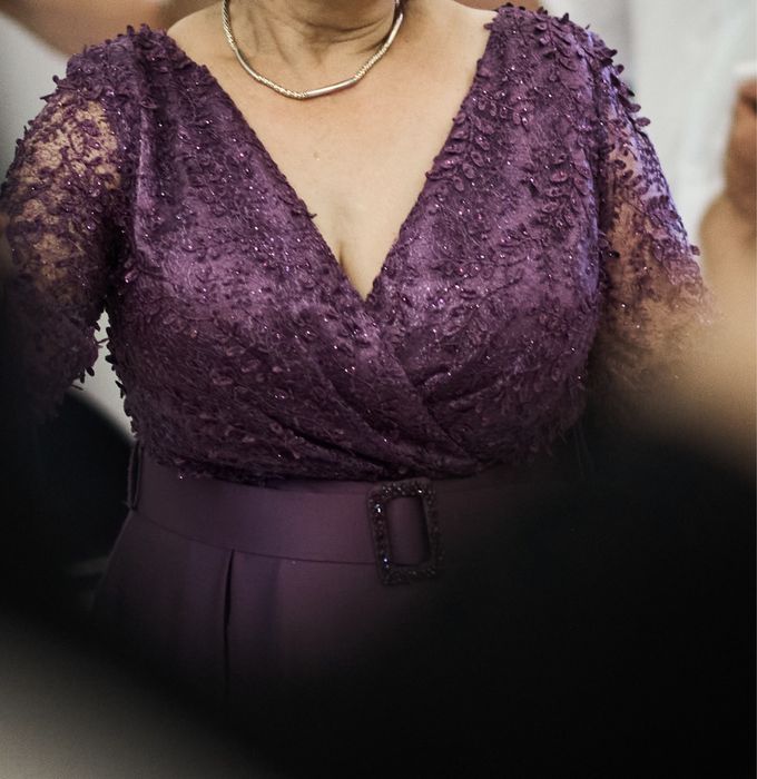 Rochie bijuterie mov eleganta lunga de seara nunta, soacra, botez