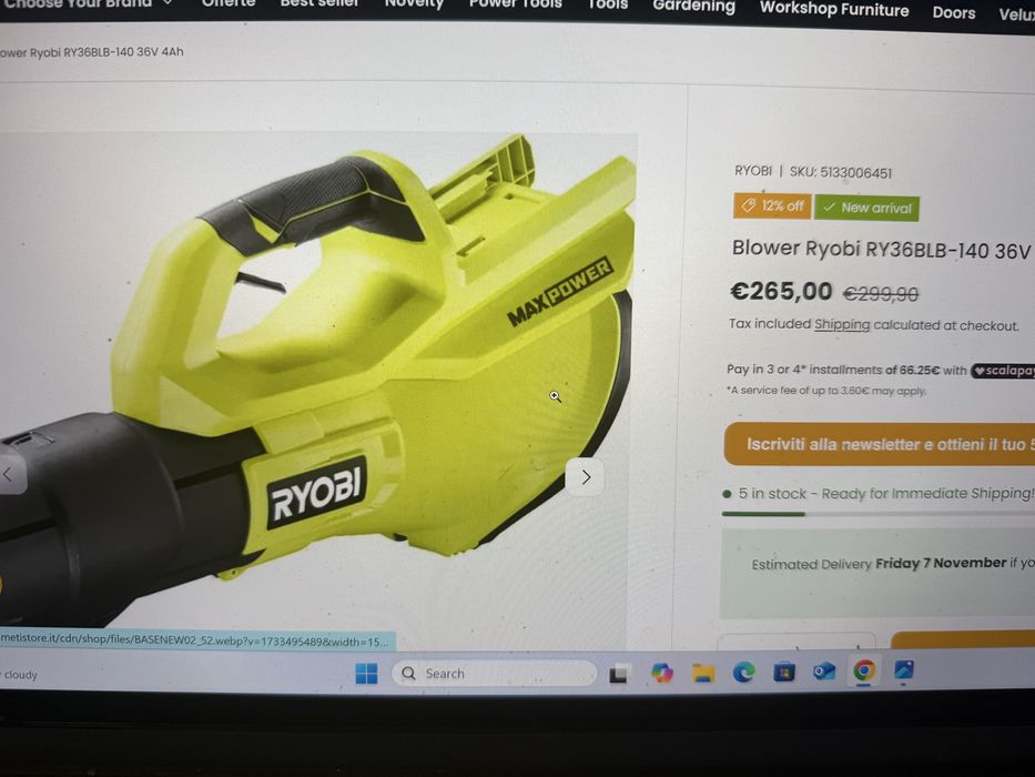 Ryobi-Suflantă fără fir 36V din gama MAX POWER