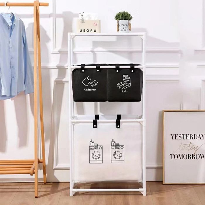 Мултифункционален органазйер за мръсни дрехи с 3 кошници и 3 рафта