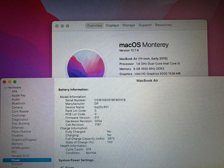 11.6' Core i5 Apple MacBook Air 2015 8GB RAM/128GB SSD/Батерия 8 ч