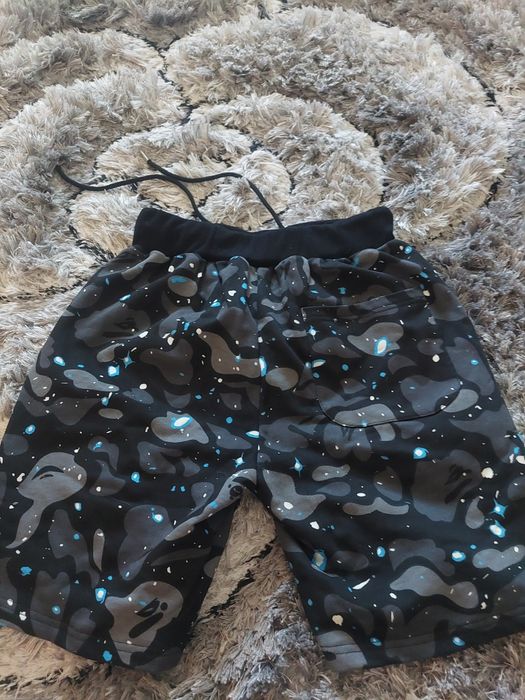BAPE Space Camo Shark Sweat Shorts Black
