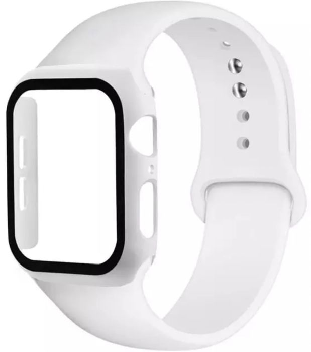 Pachet Curea Silicon + Husa Carcasa Plastic Compatibila Apple Watch