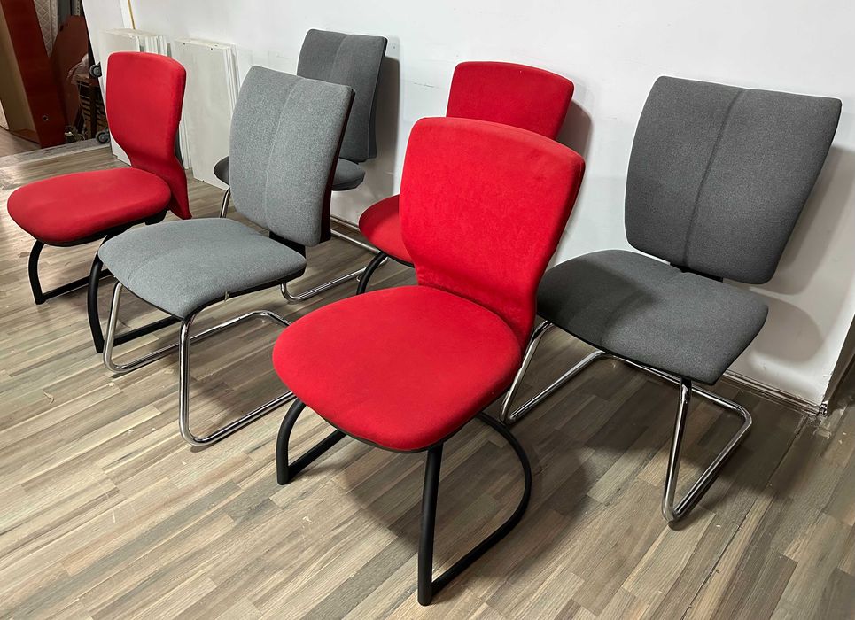 3 buc Scaun vizitator; Scaun de conferinta cu cadru metalic tip sanie