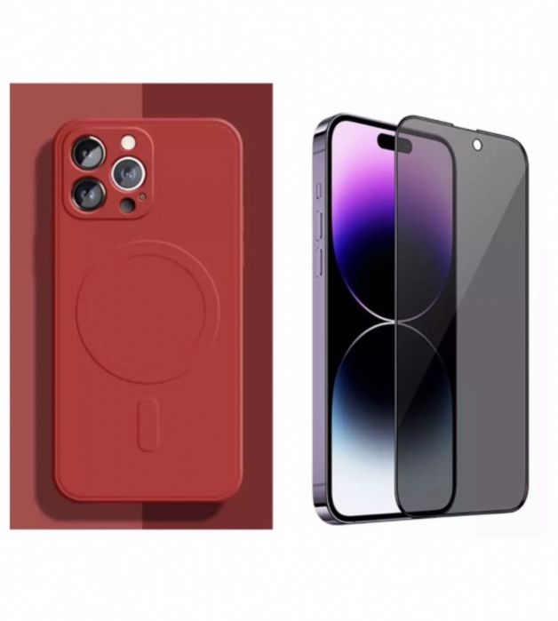 Iphone 14/15/PRO/MAX/PLUS Husa Silic Incarcare Wireles si Folie Sticla