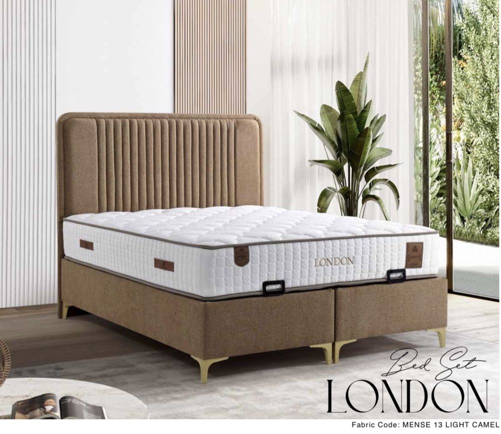 Тапицирана спалня London Bed - Mense 13 Light Camel