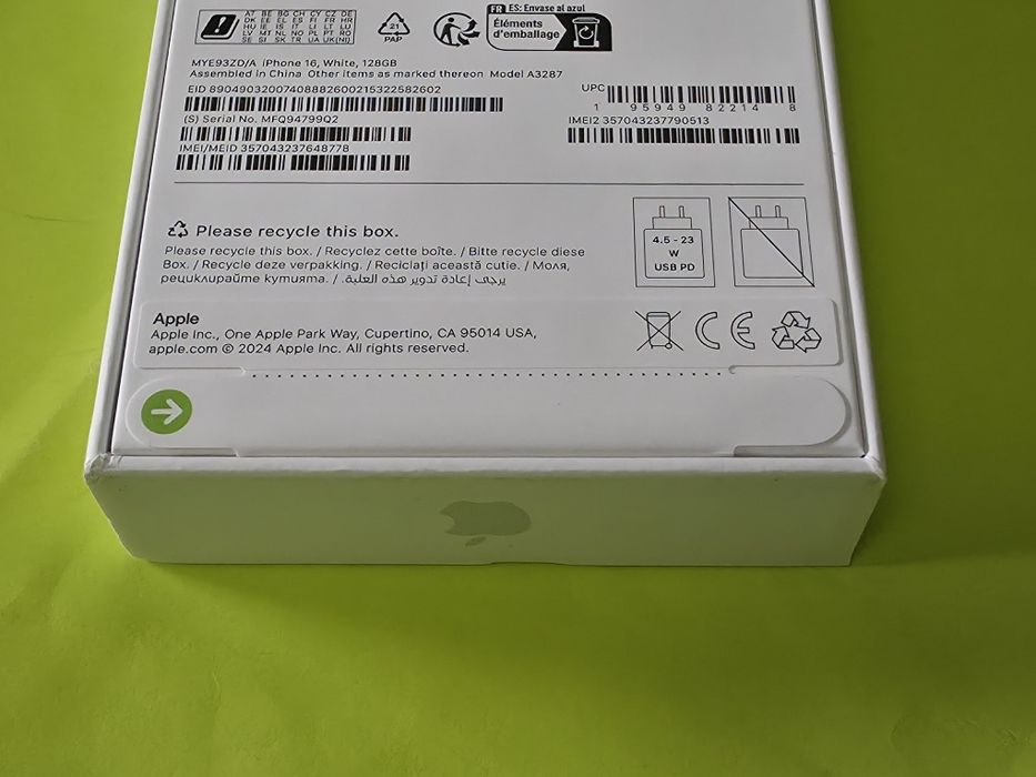 ***ЗАПЕЧАТАН 128GB iPhone 16 Yettel Гаранция 2028г. White / Бял