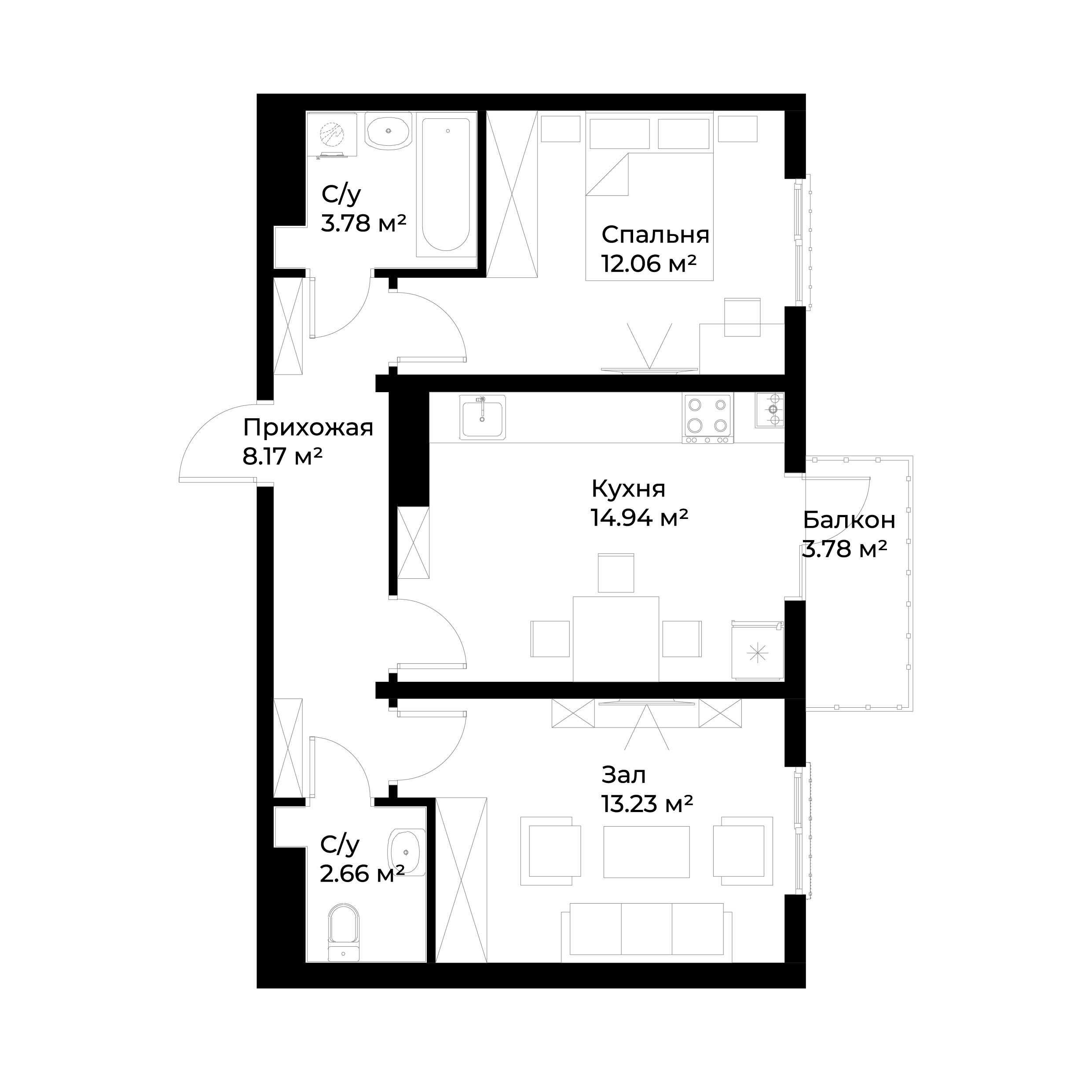 2-xonali xonadonlar | 2-комн. квартиры ЖК Assalom Havo - Golden House