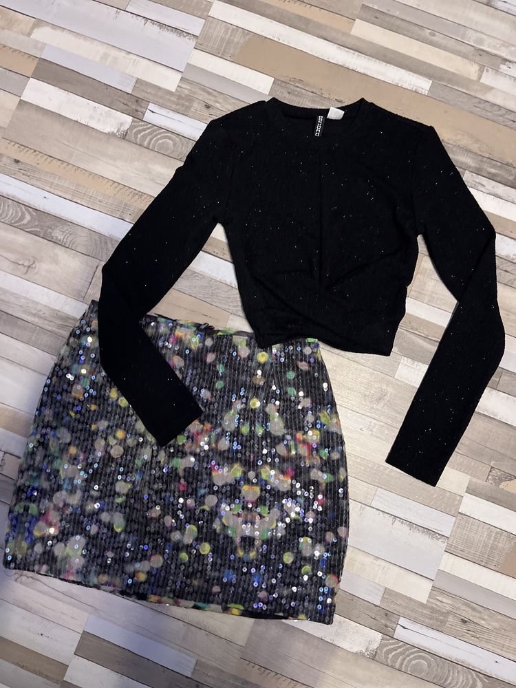 Fusta + bluza cu mameca lunga