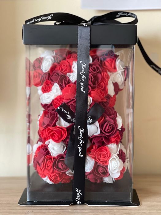 Ursuleț 25 cm din trandafiri de săpun, cadou ideal, culori diverse