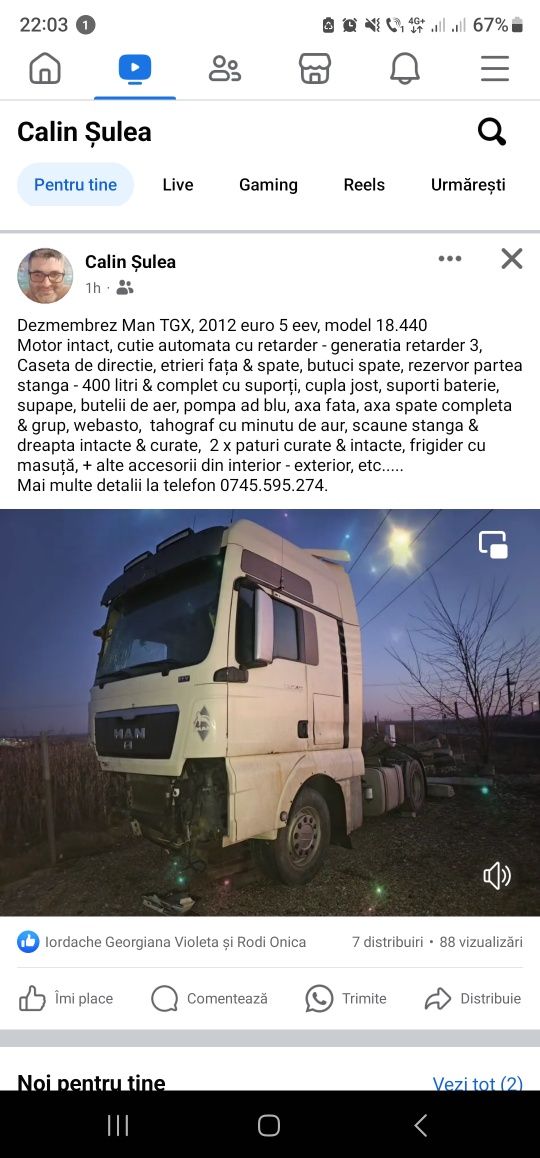 Man tgx 18.440 - 2012, se dezmembreaza