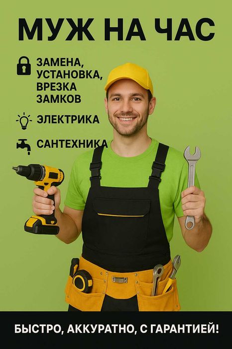 Замки замена установка; Муж на час; Электрик; Сантехник