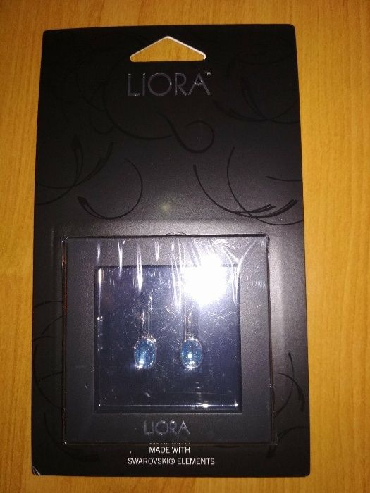 Cercei Liora cu cristale Swarovski aquamarine
