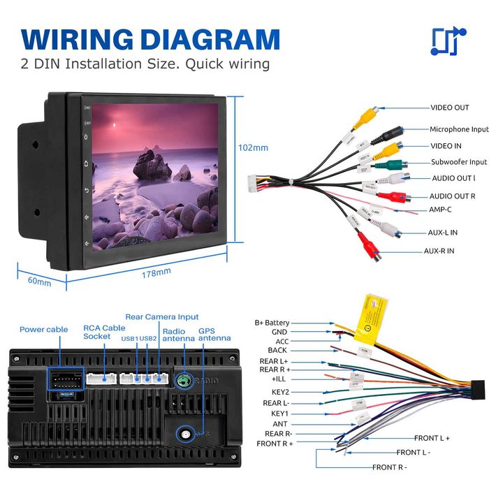 7” 2-DIN мултимедия с Android 13, RDS, 64GB ROM, RAM 4GB,