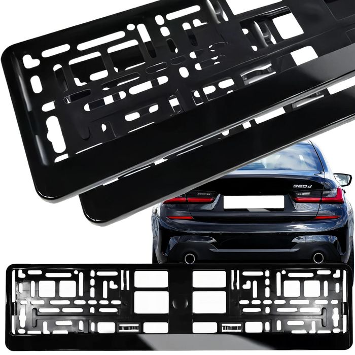 рамка за регистрационен номер широка лайсна 1 брой - черна amio ...