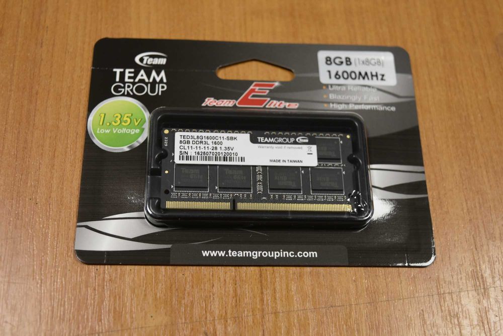 Памет 8GB DDR3L 1600MT/s, SO DIMM, памет, 1.35V, Team Group Elite