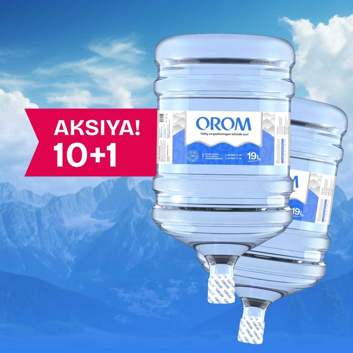 Tabiiy 19L OROM suvi – Sifatli va tez yetkazib beriladigan suv
