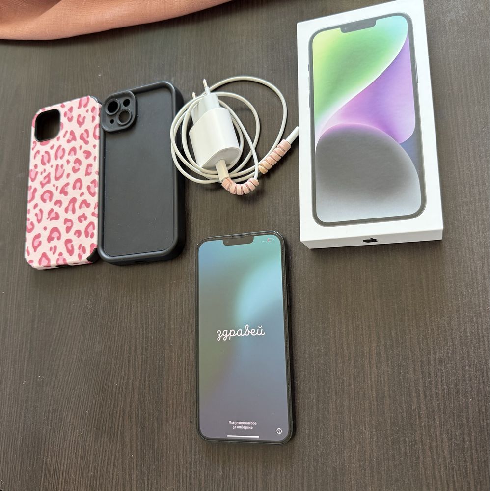 ТОП - IPHONE 14 PLUS + оригинално зарядно + протектор + кейс