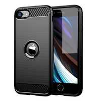 Husa flexibila antisoc carbon Apple Iphone SE 2 negru / navy carcasa