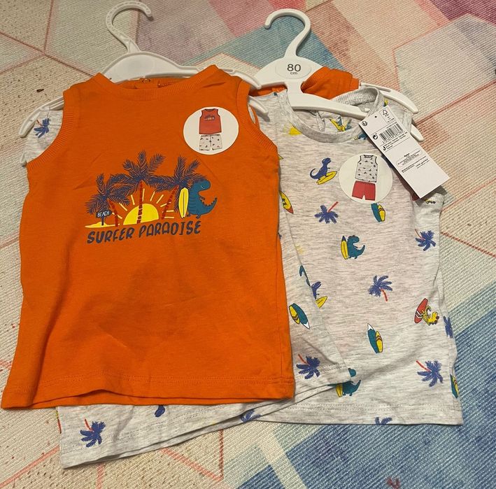 Set 2 pijamale vara - pantaloni scurți și maiou
