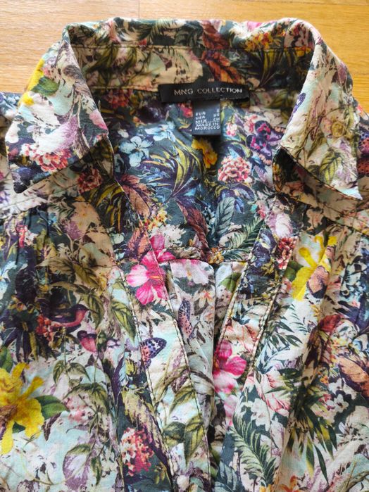 Camasa fara maneci, de vara, cu print floral exotic