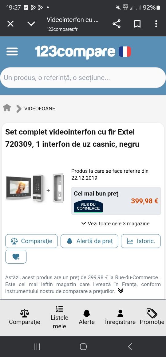 Set complet videointerfon cu fir Extel 720309, 1 interfon de uz casnic
