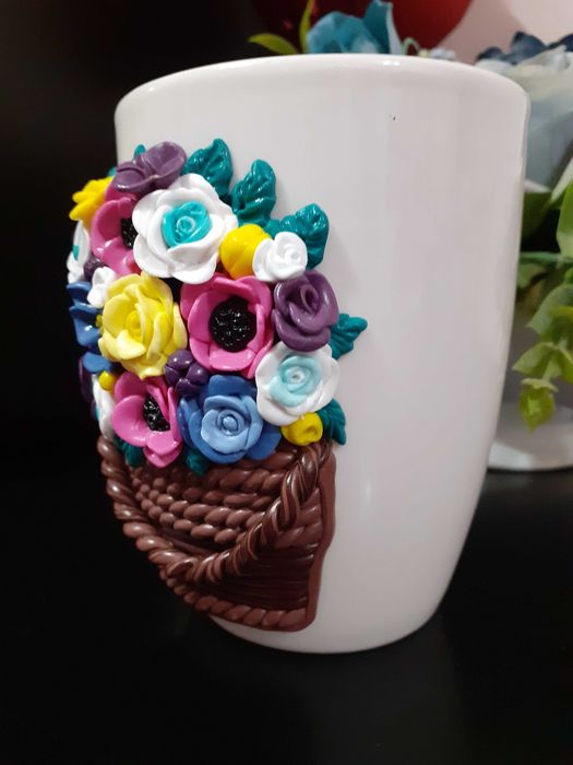 Cană personalizată manual din lut polimeric fimo