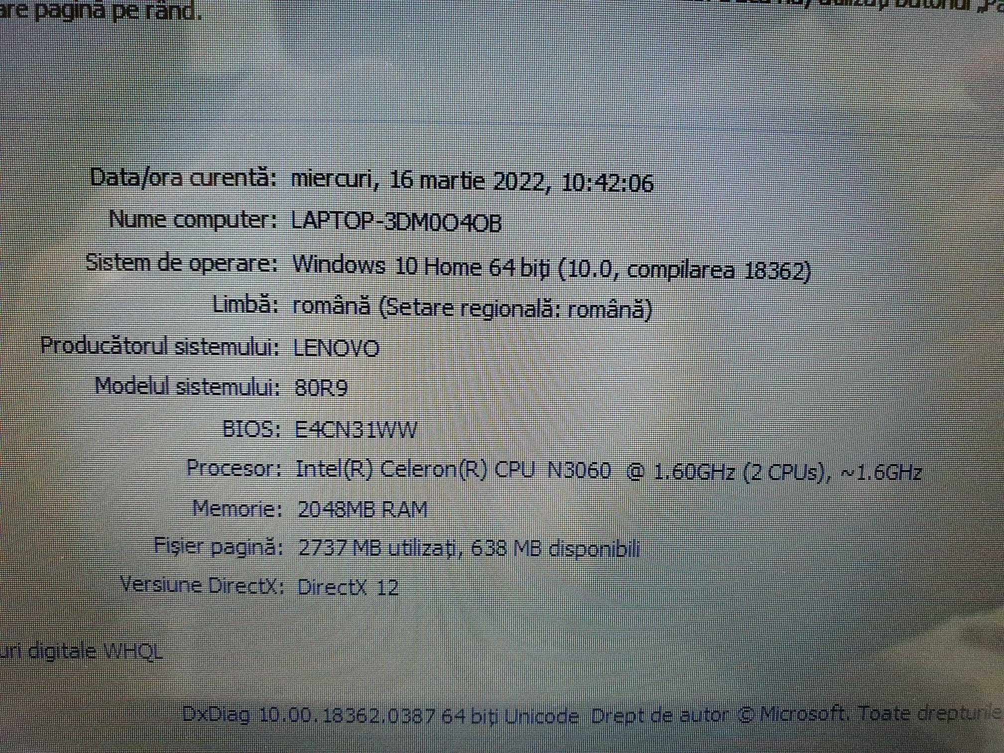 Lenovo IdeaPad 100S 14IBR,Intel®Celeron®N3060,Zeus Amanet Rahova 920