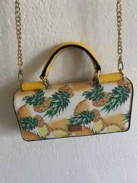 Дамска чанта - жълта с ананас