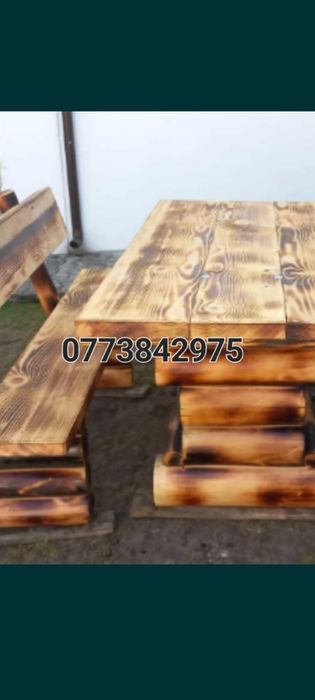 Masă lemn masiv rotund Mobilier rustic