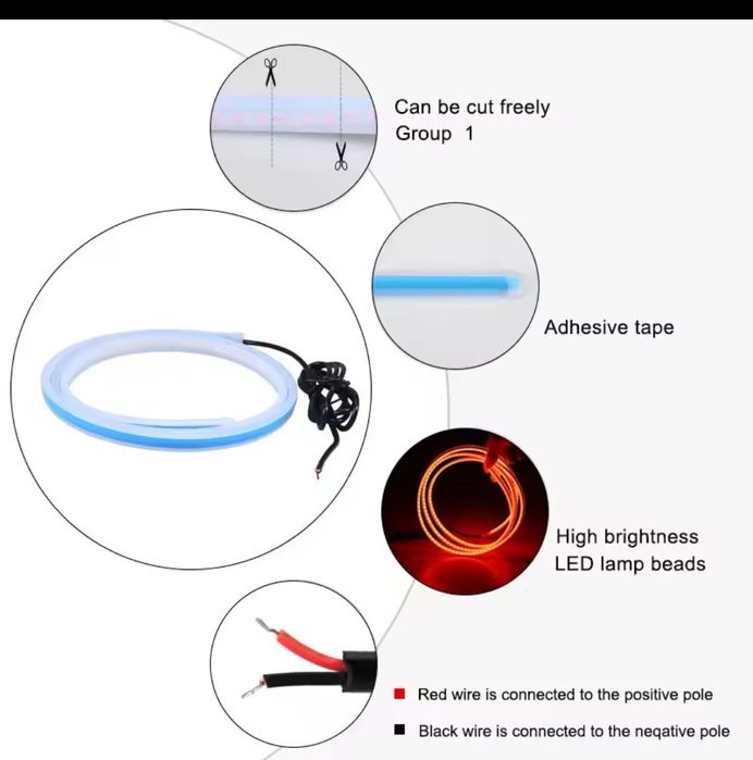 Banda led auto capota 150 cm