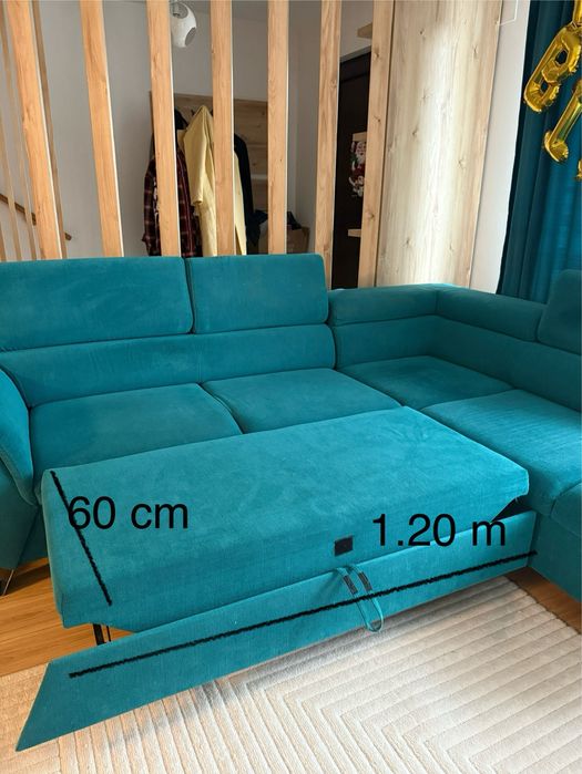 Coltar canapea cu extensie si lada depozitare