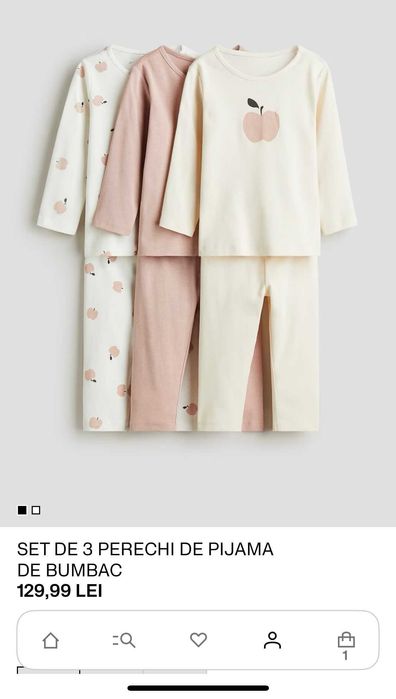 set 3 pijamale h&m cu eticheta 86