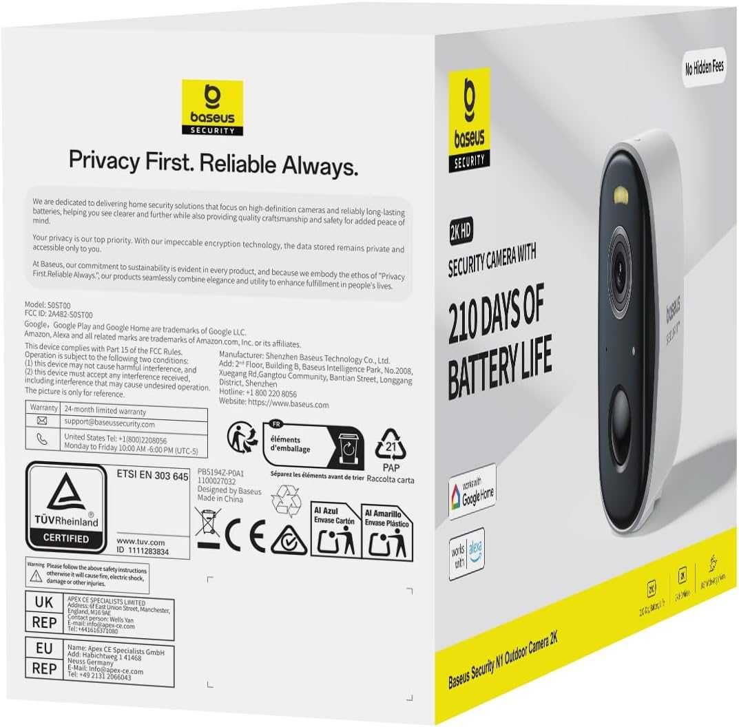 Baseus Security N1 HomeStation,комплект 2 бр.безжични видеокамери
