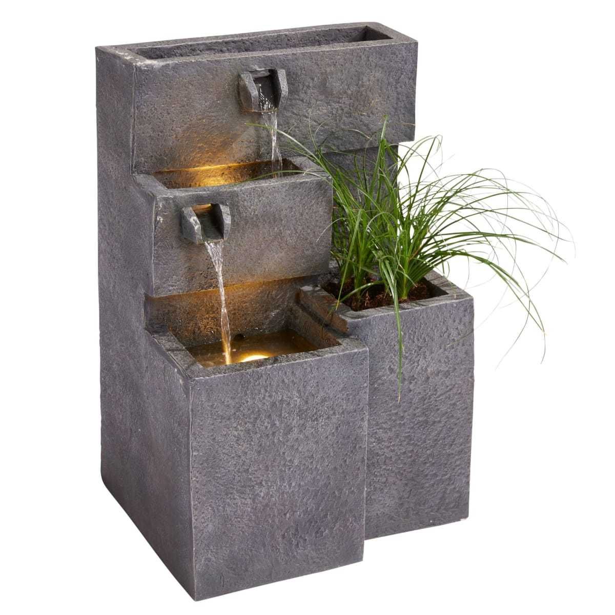 Fantana de exterior Plant, cu LED-uri, plantabilă, H76 cm