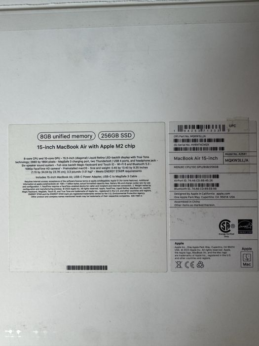 MacBook Air 15” M2 (2023) • Состояние нового • 96% аккумулятор