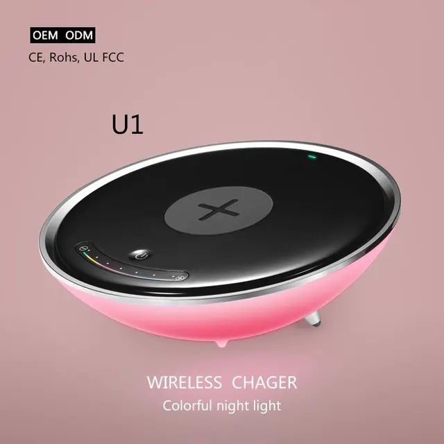 Lampa de noapte cu Led + wireless charger pentru telefon mobil