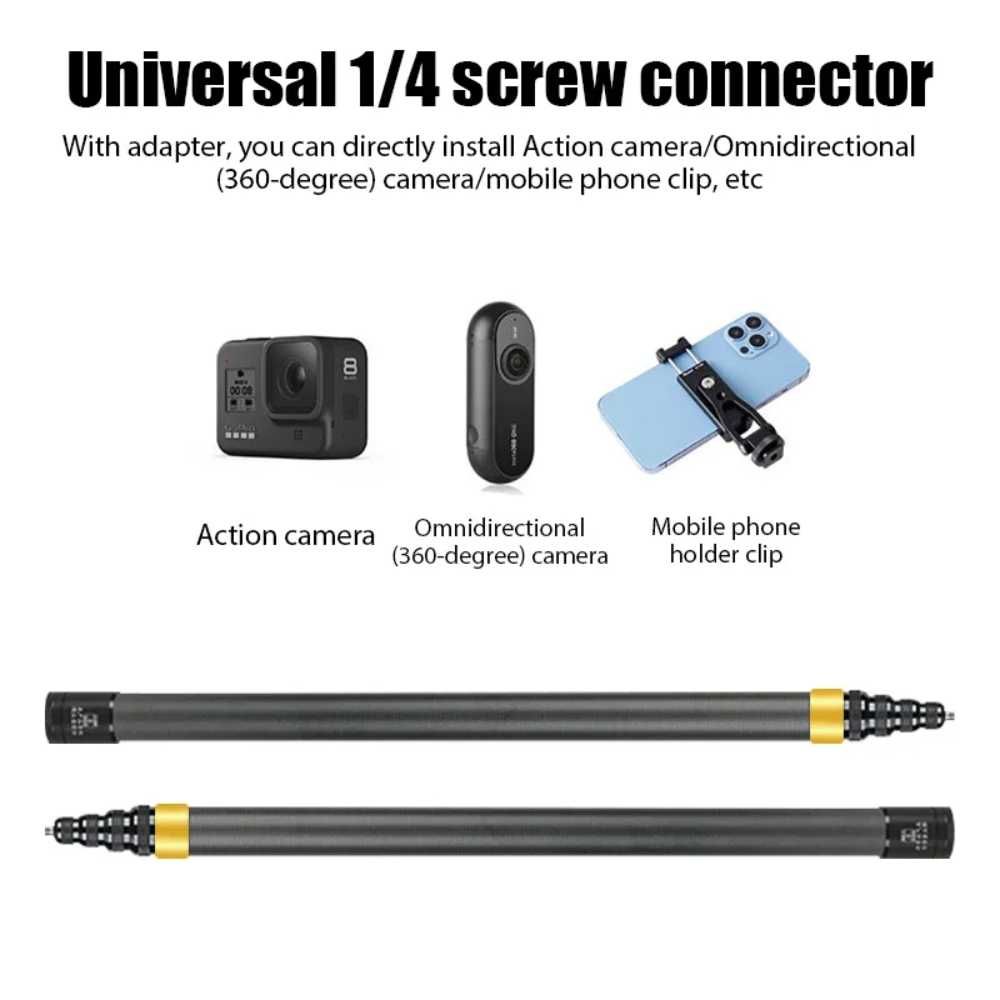 HSU Insta360 Невидим селфи стик от Въглеродни Влакна [Карбон] 3M