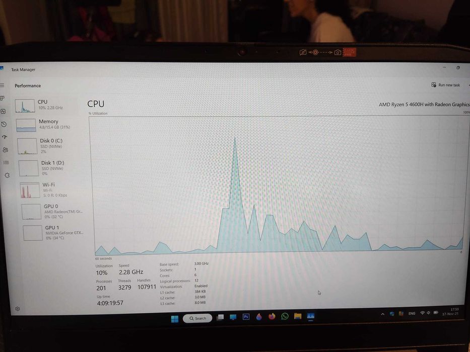 Laptop Gaming Lenovo IdeaPad 3 15ARH05 cu procesor AMD Ryzen 5 4600H