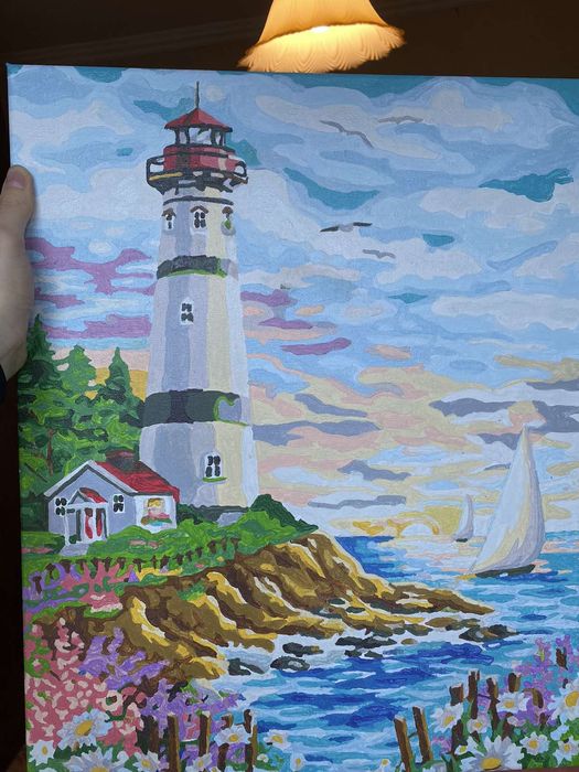 "Морски фар" картина рисувана по номера с размери 50/40см.