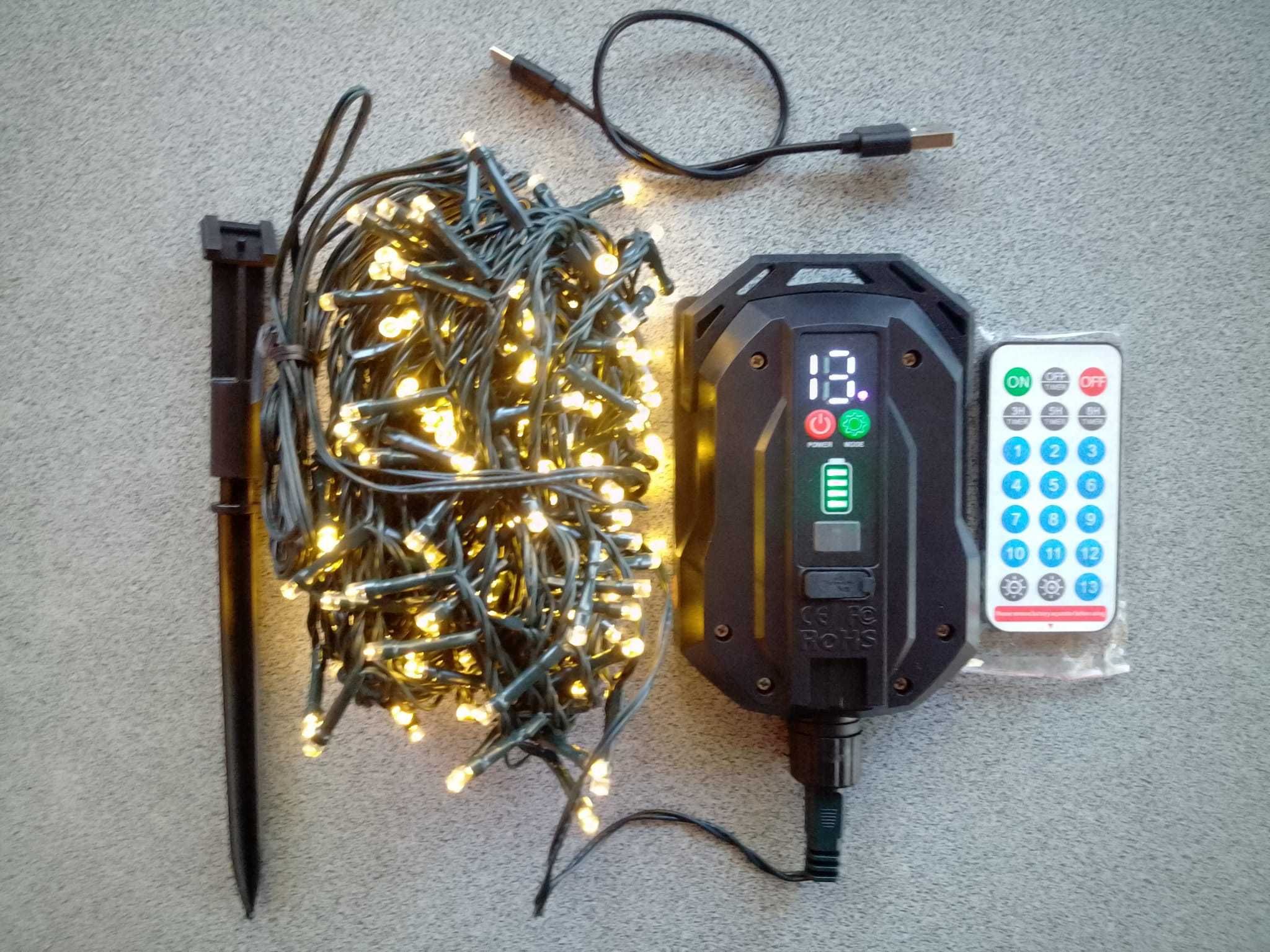 Instalatie solara pentru exterior, 240 led-uri, alb cald, telecomanda