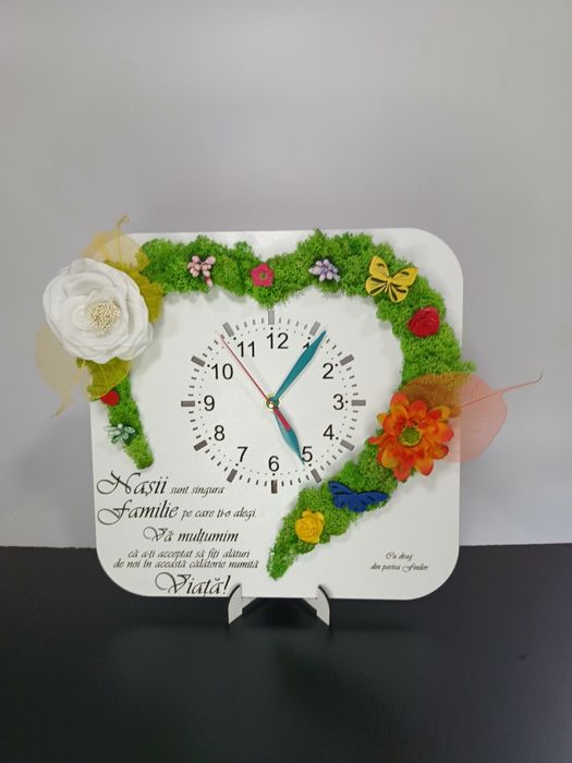 Ceas Decorativ Personalizat cu Licheni Stabilizati